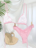 Miyouj Glitter Fabric Bikinis 2026 Sexy Bikini Set Folds Swimsuit Female Halter Bathing Suit Women Swimwear New Beachwear