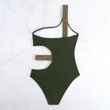 2026 One Shoulder Swimsuit One Piece Sexy Solid Swimwear Women Bandage Bathers Bathing Swimming Swim Suit Beachwear Summer