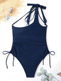2026 One Piece Swimsuit Solid Swimwear Women One Shoulder String Bathing Suit Female Monokini Swimming Summer Beachwear Bodysuit