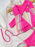 2026 Sexy Bikini Rose Red Patchwork Halter Swimwear Swimsuit Women Bikinis Set Bathing Suit Beach Bikini Costumi Da Bagno Donna