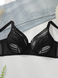 Women's sexy plus size lingerie mesh see through sexy French thin style solid color gathering push up sexy bra MR3442