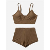 Ribbed Shorts Female Swimsuit High Waist Bikini Women Swimwear Two-Pieces Bikini Set Padded Bather Bathing Suit Swim Lady V3281