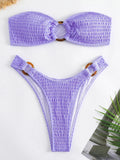 Ring Link Bandeau Bikini 2026 Women Brazilian Swimwear Female Sexy Swimsuit Solid Beachwear Bathers Bathing Swimming Swim Suit