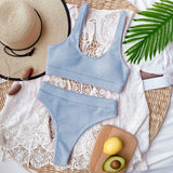 5 Colors Sexy Bikini Women Solid Knitted High Waist Swimwear Swimsuit Female Bikinis Set Bathing Suit Sport Bikini Taille Haute