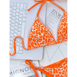 Sexy Leopard Printed Halter Brazilian Bikini Women Swimwear Female Swimsuit Two-Piece Bikini Set Bather Bathing Suit Swim V3681