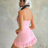 Women's Lace Sexy Lingerie Summer Transparent Dress Underwear Nightdress Delicate Nightgown with Panties Babydolls
