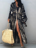 New 10 Colors Printed Long Sleeve With Belt Tunic Beach Cover Up Cover-ups Beach Dress Beach Wear Beachwear Female Women V4521