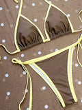 With Polka Dot Mesh Skirt Halter Bikini Female Swimsuit Women Swimwear Three-pieces Bikini Set Micro Bathing Suit Swim Beachwear