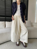 Women White Linen Blend Button Down Shirt Turn Down Collar Chest Pocket Loose Fit Blouse For Summer And Vacation Outfit KY7U