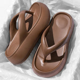 Chunky Platform Flip Flops for Women Summer 2025 Clip Toe Thick Bottom Cloud Slippers Woman Beach Non-Slip Soft Sole Flip Flops