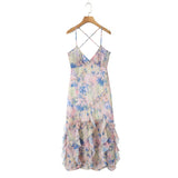 Sexy Backless Cross-strap Dress Elegant For Women With Stylish Design Ruffle Trim Slim Fit Fairy-style Beach Dress Charming FD1T