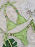 Halter Scrunch Butt Rhintstone Diamond Bikini Women Swimsuit Female Swimwear Two Pieces Bikini Set Brazilian Bathing Suit Swim
