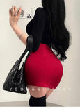 Korean Style Pure Desire Sexy High Waist Hip Enhancing Waist Slimming Anti-Exposure Bodycon Skirt Short Skirt Sweet AYE8