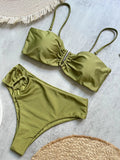 Shiny Sparkling U Shaped Female Swimsuit High Waist Bikini Women Swimwear Two-pieces Bikini Set Pool Bathing Suit Swim Beachwear