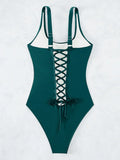 S - XXL Sexy Criss Cross Backless Women Swimwear One Piece Swimsuit Female High Leg Cut Monokini Bather Bathing Suit Swim Lady