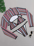 2025 Sexy Long Sleeve Striped Bikini Women Brazilian Swimwear Female Swimsuit 3 Pieces Bikini Set Halter Micro Bathing Suit Swim