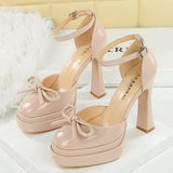 BIGTREE Model Catwalk Sequined Platform Pumps for Women Sexy Bowknot Party Nachtclub Stripper Heels Pole Dance Shoes Size 34-40