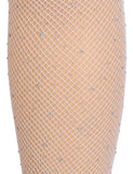 5XL White Stockings for Women Sexy Lace Shiny Rhinestone Small Fishnet Double Anti-Slip Silicone Tights Hot Thigh High Stockings