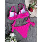 XS - XL Knotted Push Up Bikini Swimsuit Female Swimwear Women Two-pieces Bikini Set With Bra Cup Bather Bathing Suit Swim V3992