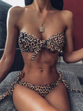 Sexy Leopard Polka Dot Knotted Brazilian Bikini Women Swimwear Female Swimsuit Two-pieces Bikini Set Bather Bathing Suit V643