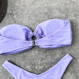 Wrinkled Bandeau High Cut Bikini Women Swimwear Female Swimsuit Two-Pieces Bikini Set Strapless Bather Bathing Suit Swim V3367