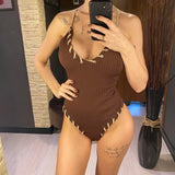 5 Colors V Neck Ribbed Cross Back One Piece Swimsuit Women Swimwear Female High Leg Cut Monokini  Bather Bathing Suit Swim V6278