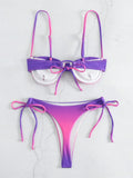 Sexy Tie Dye Print Push Up Bikinis Sets Two Pieces Side Tie Swimsuit Thong Swimwear Biquini Conjunto De Bikini Tankini Beachwear