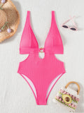 Striped Deep V Neck Cut Out Female Swimwear One Piece Swimsuit Women High Leg Cut Monokini Backless Bathing Suit Swim Bodysuit