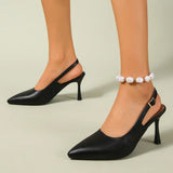 Elegant Women Sandals Pointed Toe 8cm Thin High Heels Sandals Back Buckle Strap Soft Single Party Dress Shoes Big Size 34-45 New