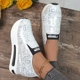 Snake Print Pu Leather Sneakers Women Autumn Winter Low Top Platform Sports Shoes Woman Slip On Lightweight Casual Shoes Mujer