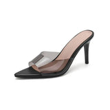 Spring and Summer New Style Fashion High Heels Women's Slippers Pointed Tip Concise Sexy Party Women's Shoes High 8cm Size 35-43