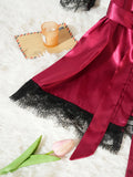 4Pcs Women Satin Pajama Set Robe Lace Lingerie Sexy Silk Nightwear Sleepwear Soft Satin Nightgown Pyjamas Nightdress Nighty Robe