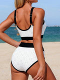 2026  Sporty High Waist Bikinis Hollow Swimsuit Women Solid Padded Swimwear Female Bathers Bathing Swimming Swim Suit Beachwear