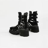 2025 Brand Fashion Women's Black Summer Gladiator Sandals Fashion Leisure Square Heels Casual Platform Shoes Big Size 43