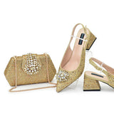 doershow  beautiful Italian Shoes And Bag Sets For Evening Party With Stones Italian Leather Handbags Match Bags!  HGH1-1