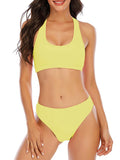 2026 Sporty Bikinis Solid Padded Swimsuit Women Vintage Swimwear Female Bathers Bathing Swimming Swim Suit Beachwear