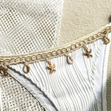 With Mesh Sarong Wrinkled Halter Shell Bikini Female Swimsuit Women Swimwear Three-pieces Bikini Set Bathing Suit Swim Beachwear