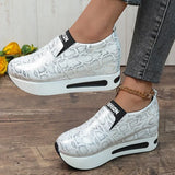 Snake Print Pu Leather Sneakers Women Autumn Winter Low Top Platform Sports Shoes Woman Slip On Lightweight Casual Shoes Mujer