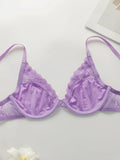 Beautiful fashionable colored strip steel support underwear thin lace semi transparent women's underwear sexy Lingerie HR2635