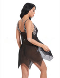 Toucheart Sexy Lingerie Set Women's Lace Nightgown Mesh See-through Suspender Dress Lace Patchwork Sexy Ultra Thin Pajama Set