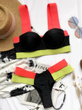 Splicing Push Up Bra Cup Bikini Women Swimsuit Female Swimwear Two-pieces Bikini Set High Cut Bathing Suit Swim Beach Wear