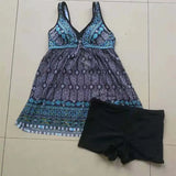 DEKA Plus Size Tankini Set Women Two Piece Bikini Swimdress Swimsuits Printed Push Up Retro Large Swimwear Swimming Suit