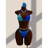 4PCS With Cover Up Skirt Gradient Bikini Women Swimwear Female Swimsuit Four-pieces Bikini set Bather Bathing Suit Swim V8303