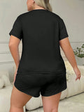 Summer fashion home wear European and American large size short-sleeved shorts two-piece pajamas 4XL 5XL