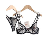 Affordable French Lace Lingerie Set | Sexy Mesh Push Up Bra for Big Bust, Ultra Thin Slimming Anti Sag Women's Bra Set MOYISU AB