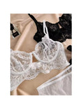 MOYISU French temptation lace big boobs small bra underwear ultra thin set transparent white sensory pure desire underwear