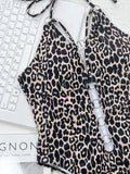 Leopard Halter Metal Rings Women Swimwear One Piece Swimsuit Female High Cut Out Monokini Bather Bathing Suit Swim Beach Wear
