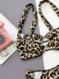 2026 Sexy Bikini Women Push Up Leopard Print Metal Circles Swimwear Swimsuit Bikinis Set Bathing Suit Beach Bikini Female New