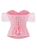 Corset's new retro lace fishbone body-shaping shirt with shoulder straps and bubble sleeves gathered to hold the sternum.
