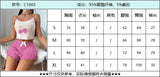 New 2pcs Pajamas Set for Women Casual Simple Ground Wool Halter Vest Shorts Set Home Wear Sleepwear Loungerwear